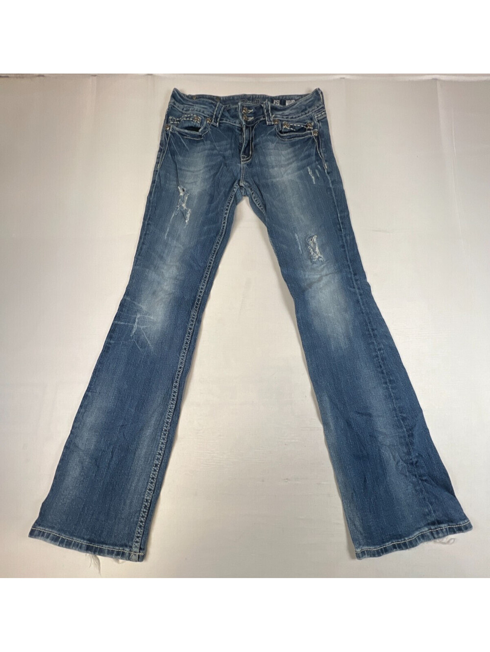 Miss Me Womens 30 Blue Bootcut Denim Jeans JP4897-4 Embellished Pockets